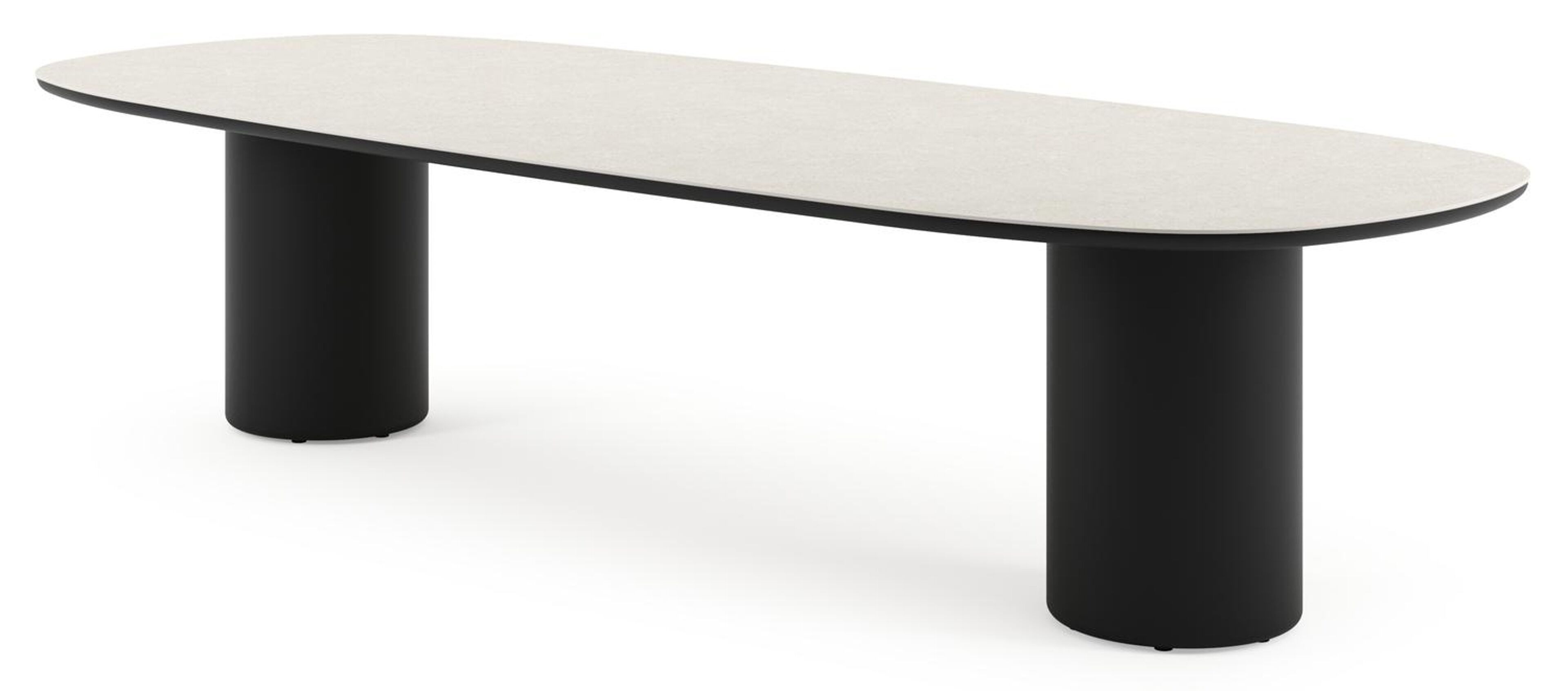 Table de jardin Amico bombo en aluminium noir et céramique pleine Shilin - Lg. 320 x Lrg. 130 x Haut. 74 cm