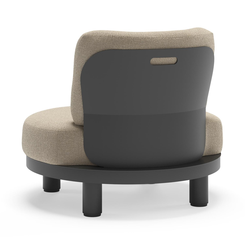 Fauteuil de jardin Donato en aluminium noir et coussins en all weather cosytica Marbella Sand