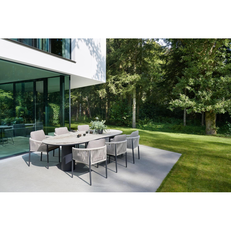 Organo tuintafel ovaal in zwart aluminium en volkeramiek  colorado dunes - L 260 x B 100 x H 74 cm