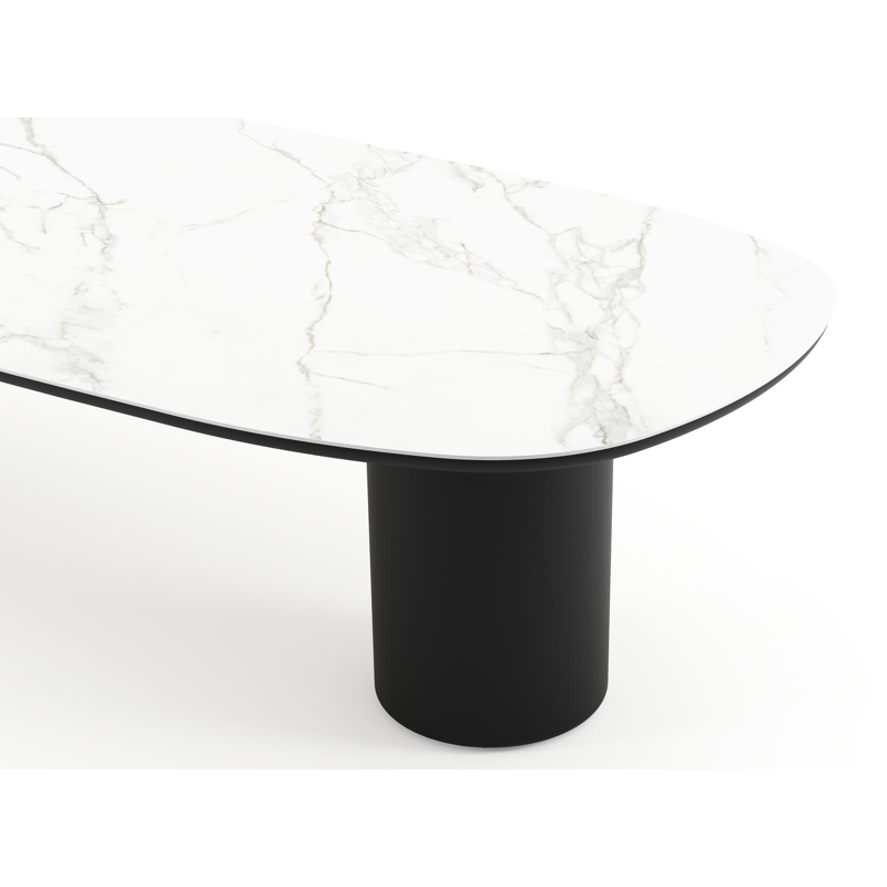 Amico tuintafel bombo in zwart aluminium en volkeramiek Calacatta - L 320 x B 130 x H 74 cm