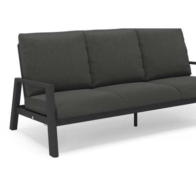 Cirello loungebank 3-zit in zwart aluminium met chartres sooty all weather sunbrella® luxe kussen