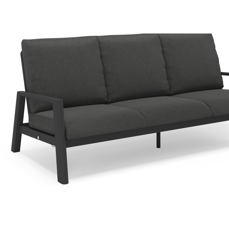 Cirello loungebank 3-zit in zwart aluminium met chartres sooty all weather sunbrella® luxe kussen