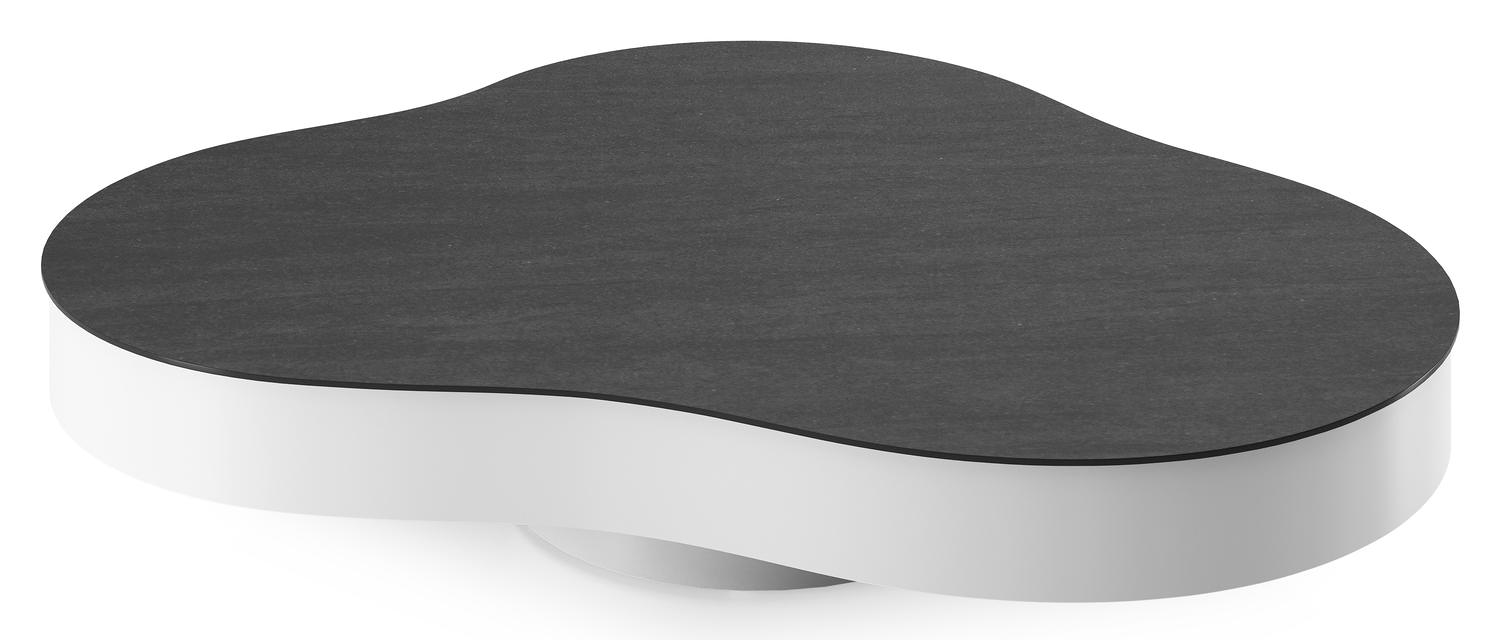 Table de basse Lomano cloud en aluminium blanc et céramique pleine Basalt Black - Lg. 131 x Lrg. 108 x Haut. 25 cm