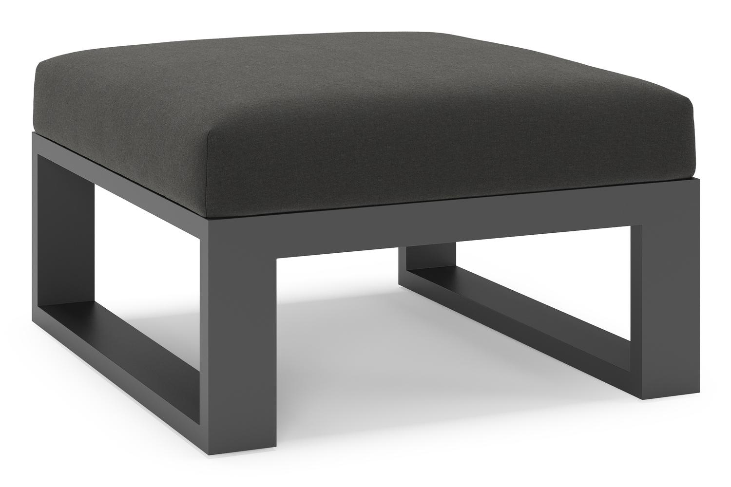 Verato poef in zwart aluminium met natte sooty all weather sunbrella® luxe kussen