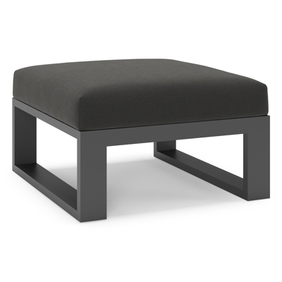 Pouf Verato en aluminium noir et coussins en all weather sunbrella® luxe natte sooty