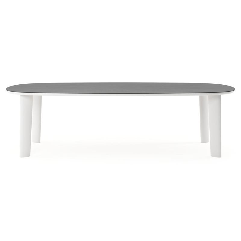 Table de jardin Amico bombo xl en aluminium blanc et céramique pleine Basalt Black - Lg. 270 x Lrg. 148 x Haut. 73.5 cm