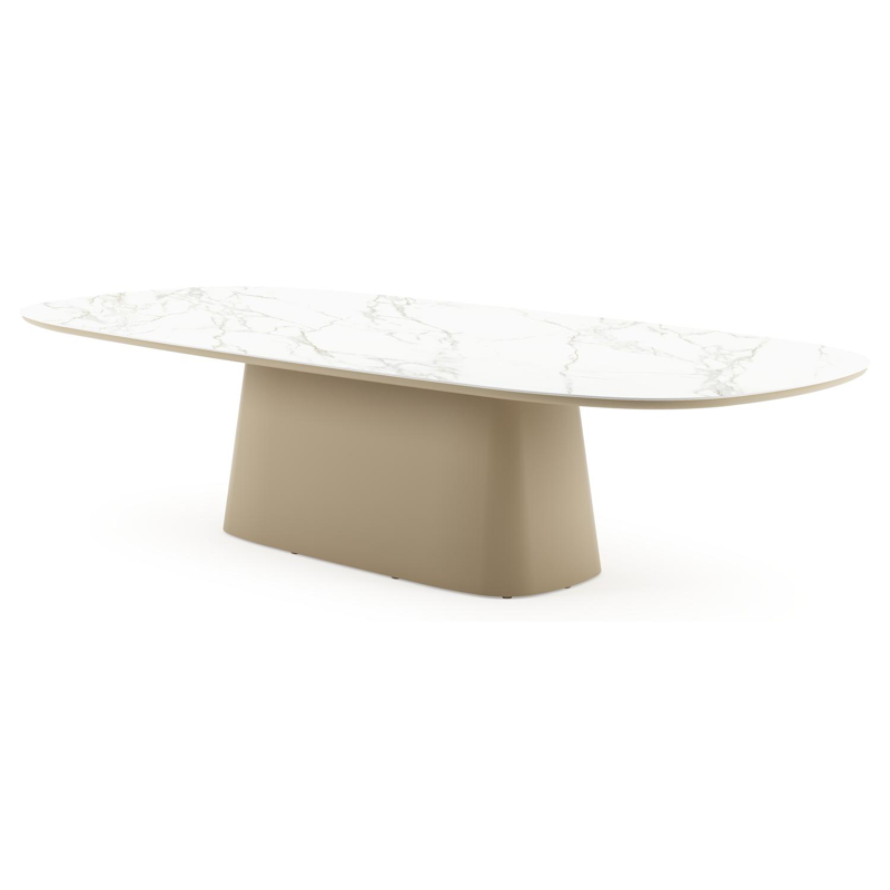 Amico tuintafel bombo xl in beige aluminium en volkeramiek Calacatta - L 320 x B 148 x H 73.5 cm