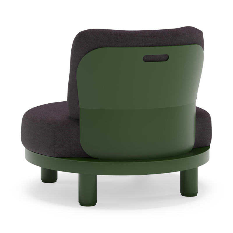 Donato loungestoel in groen aluminium met all weather sunbrella® luxe Tundra Red kussen