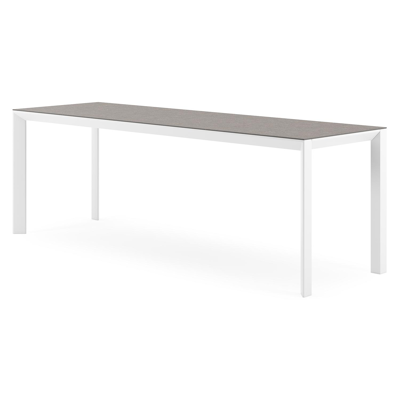 Malito tuintafel rechthoekig in wit aluminium en volkeramiek Wulong - L 220 x B 70 x H 75 cm