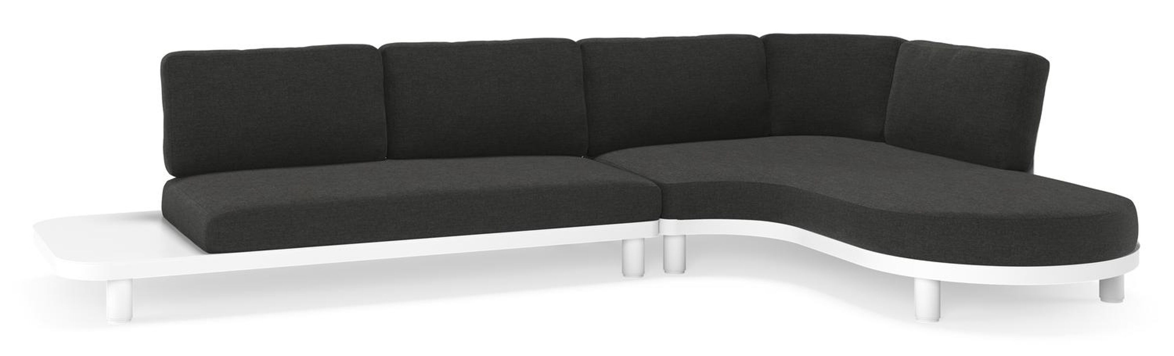 Donato loungehoek in wit aluminium met all weather sunbrella® luxe Chartres Sooty kussen