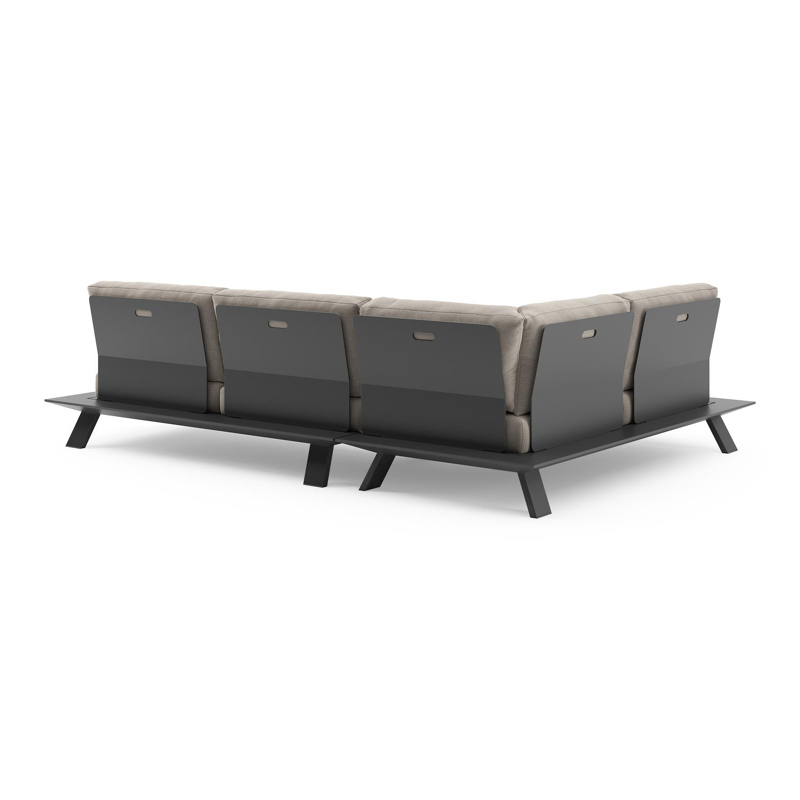 Cesano loungehoek in zwart aluminium met savane coconut all weather Sunbrella® luxe kussen