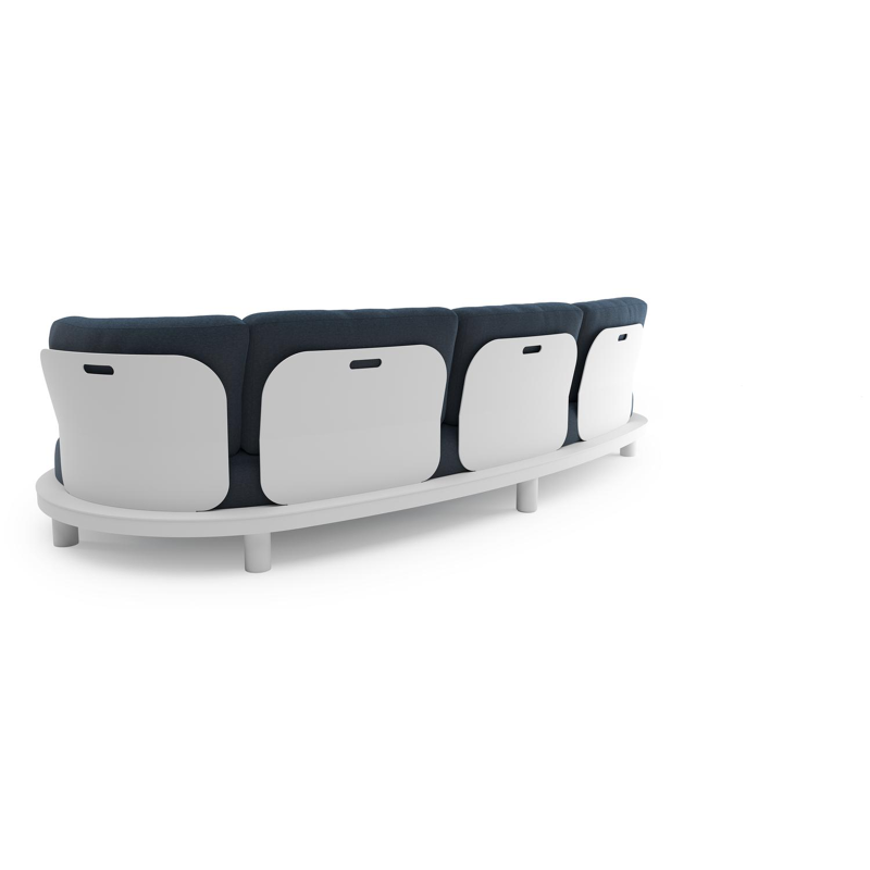 Donato loungebank in wit aluminium met heritage indigo All Weather Sunbrella® luxe kussen