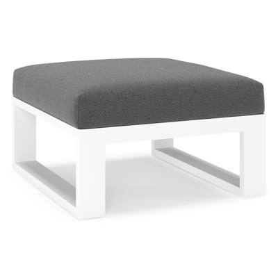 Verato poef in wit aluminium met savane tornado all weather sunbrella® luxe kussen