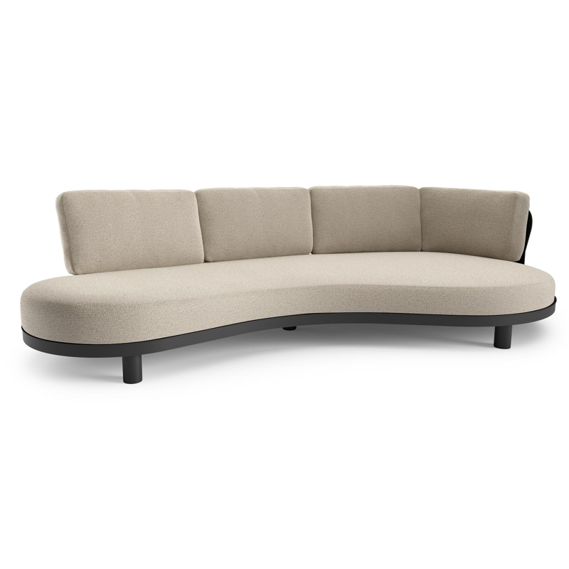 Donato loungebank in zwart aluminium met catania sand All Weather Cosytica kussen