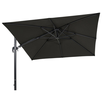 Avola zweefparasol met tiltfunctie in zwart aluminium met zwart weather+ softtouch parasoldoek - L1 300 x L2 300 cm (zonder voet)
