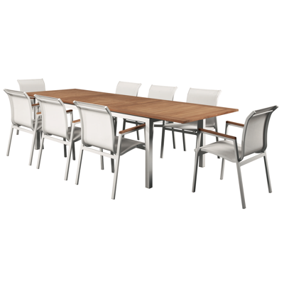 Venice stapelbare tuinstoel wit - aluminium, teak en textilene