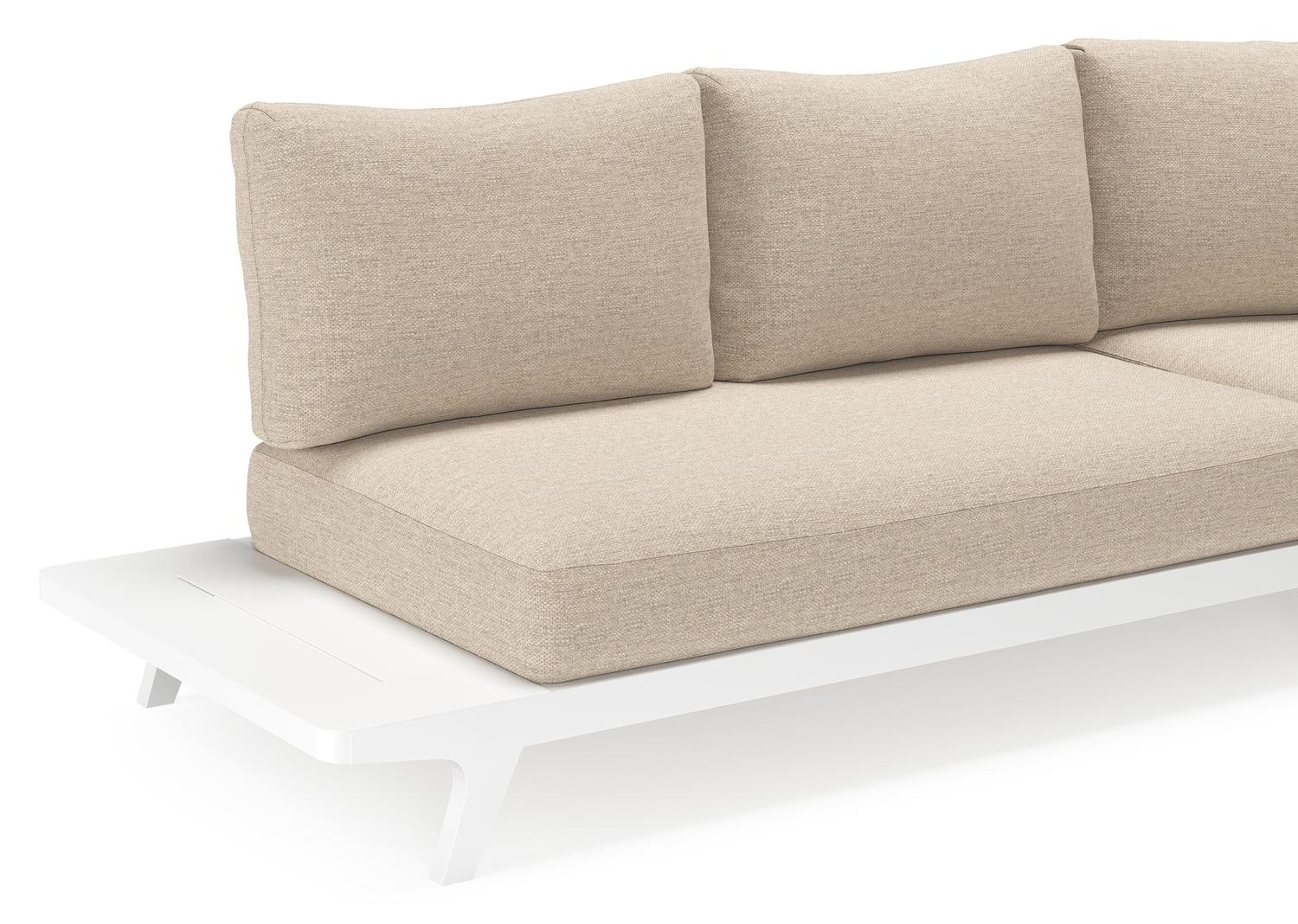 Bolzano loungehoek in wit aluminium met rustic weather+ softtouch kussens