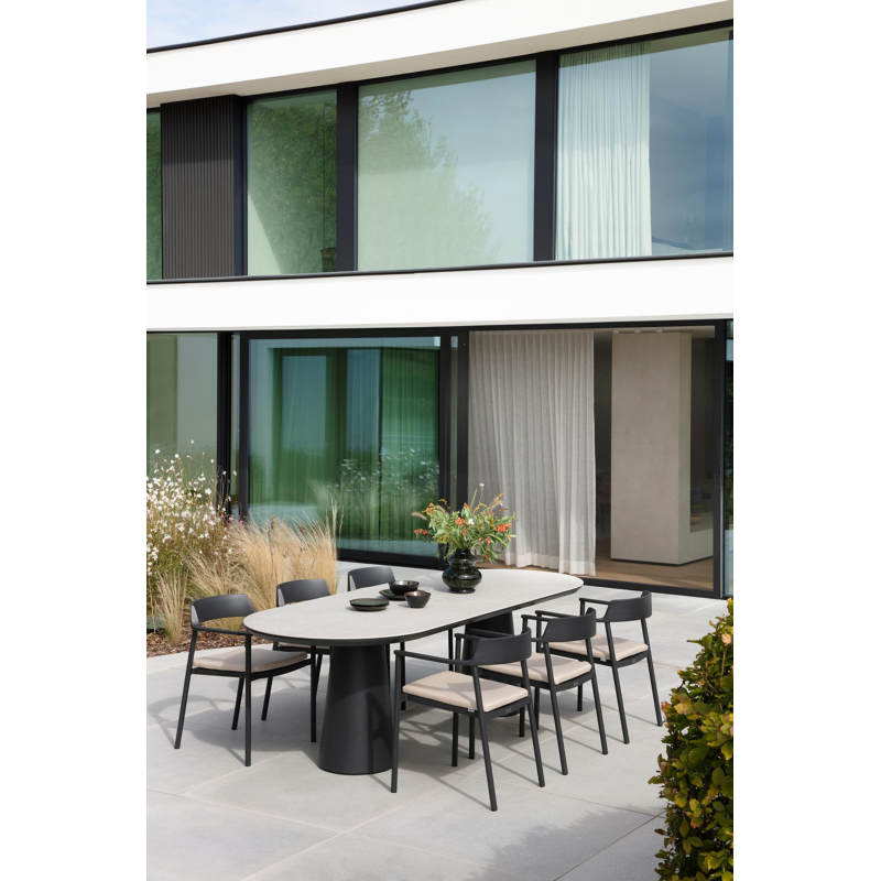 Donato tuintafel in zwart aluminium en volkeramiek shilin - L 260 x B 100 x H 74 cm