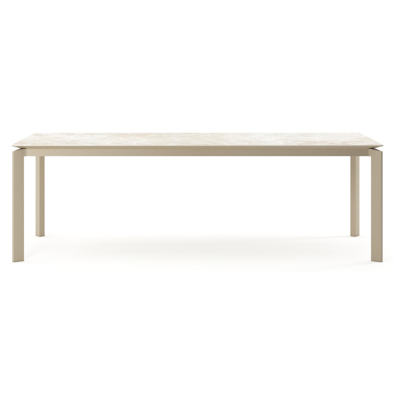 Table de jardin Cirello rectangulaire en aluminium beige et céramique pleine Rapolano - Lg. 240 x Lrg. 100 x Haut. 74.5 cm