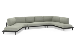 Boogvormige chaise longue rechts + 2-zit + chaise longue