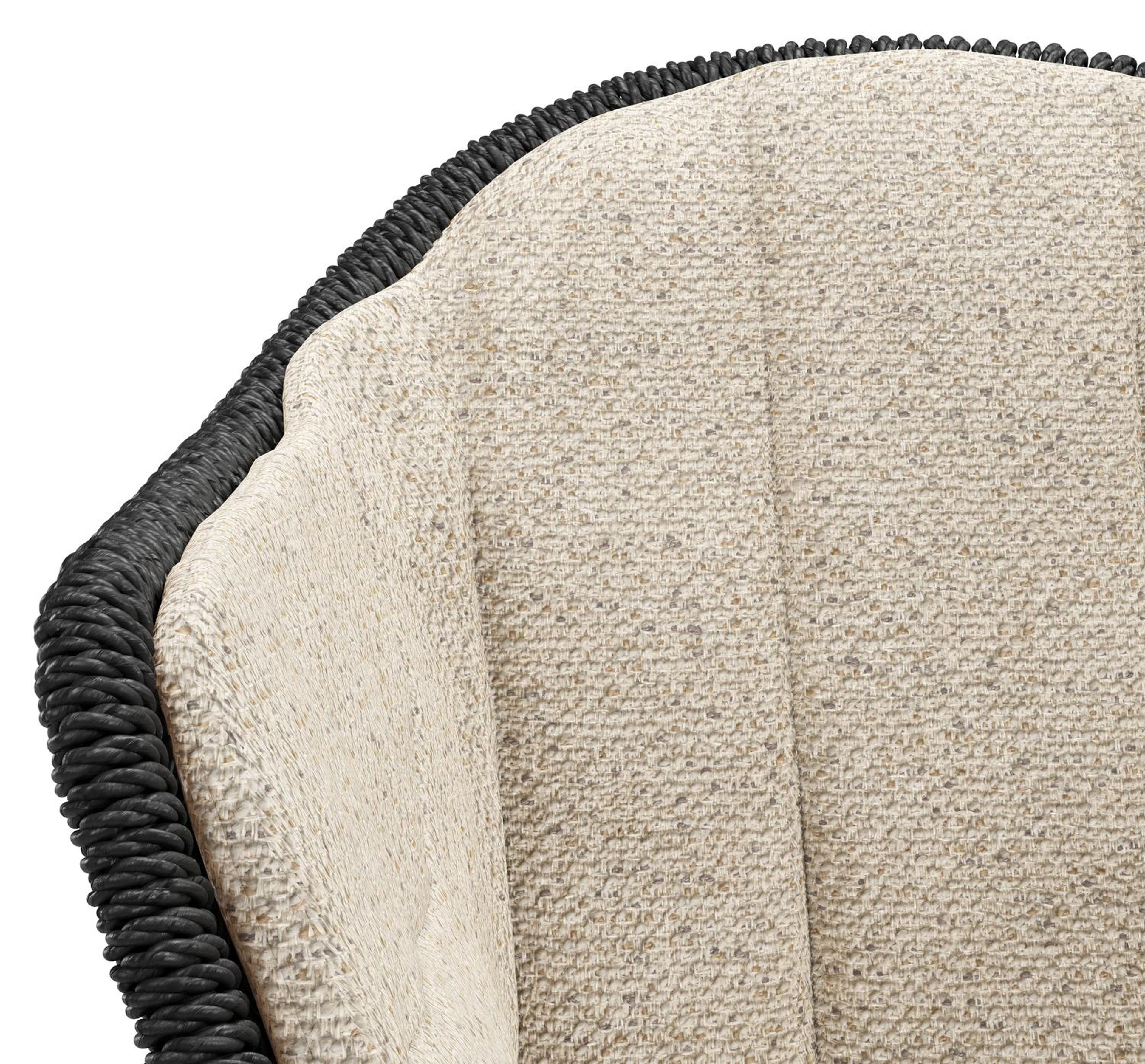 Pagino tuinstoel in wit aluminium en zwart ronde wicker met zitkussen in All Weather Cosytica Bora Desert