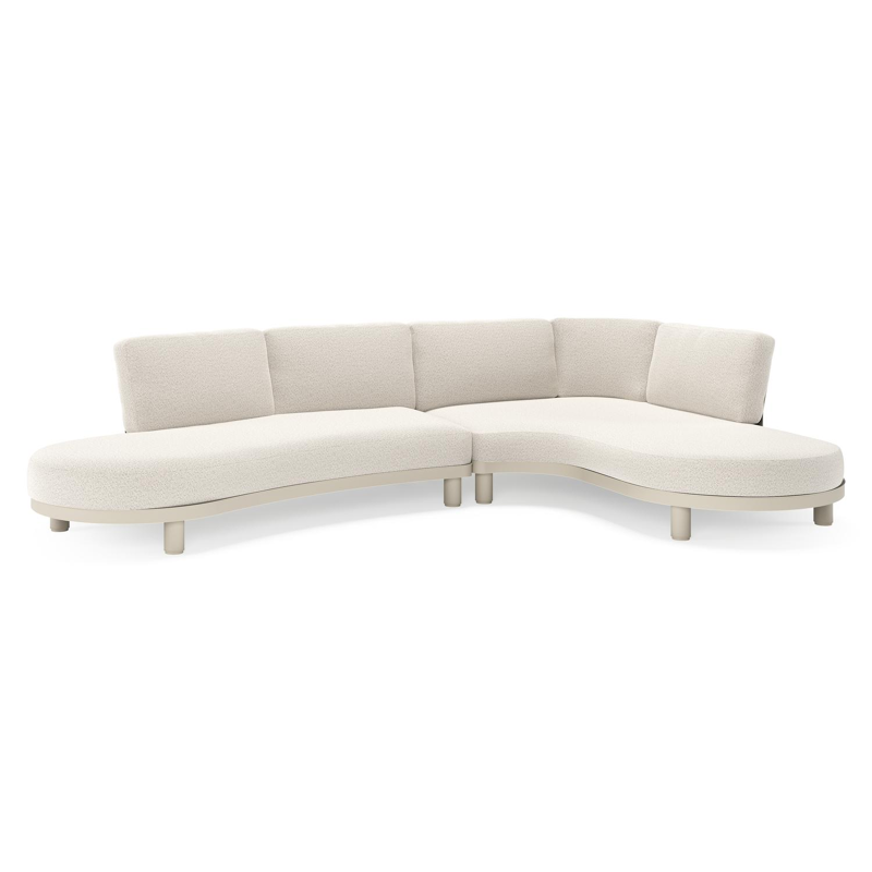 Donato loungehoek in beige aluminium met all weather solica Firenze Natural kussen