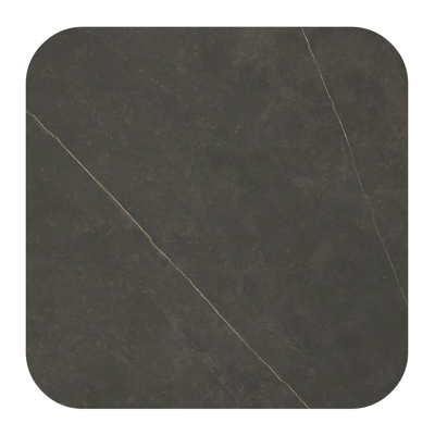 Donato tuintafel vierkant afgerond in zwart aluminium en volkeramiek calatorao - L 148 x B 148 x H 75 cm