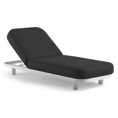 Chaise longue réglable Donato en aluminium blanc et coussin en all weather Sunbrella® luxe chartres sooty