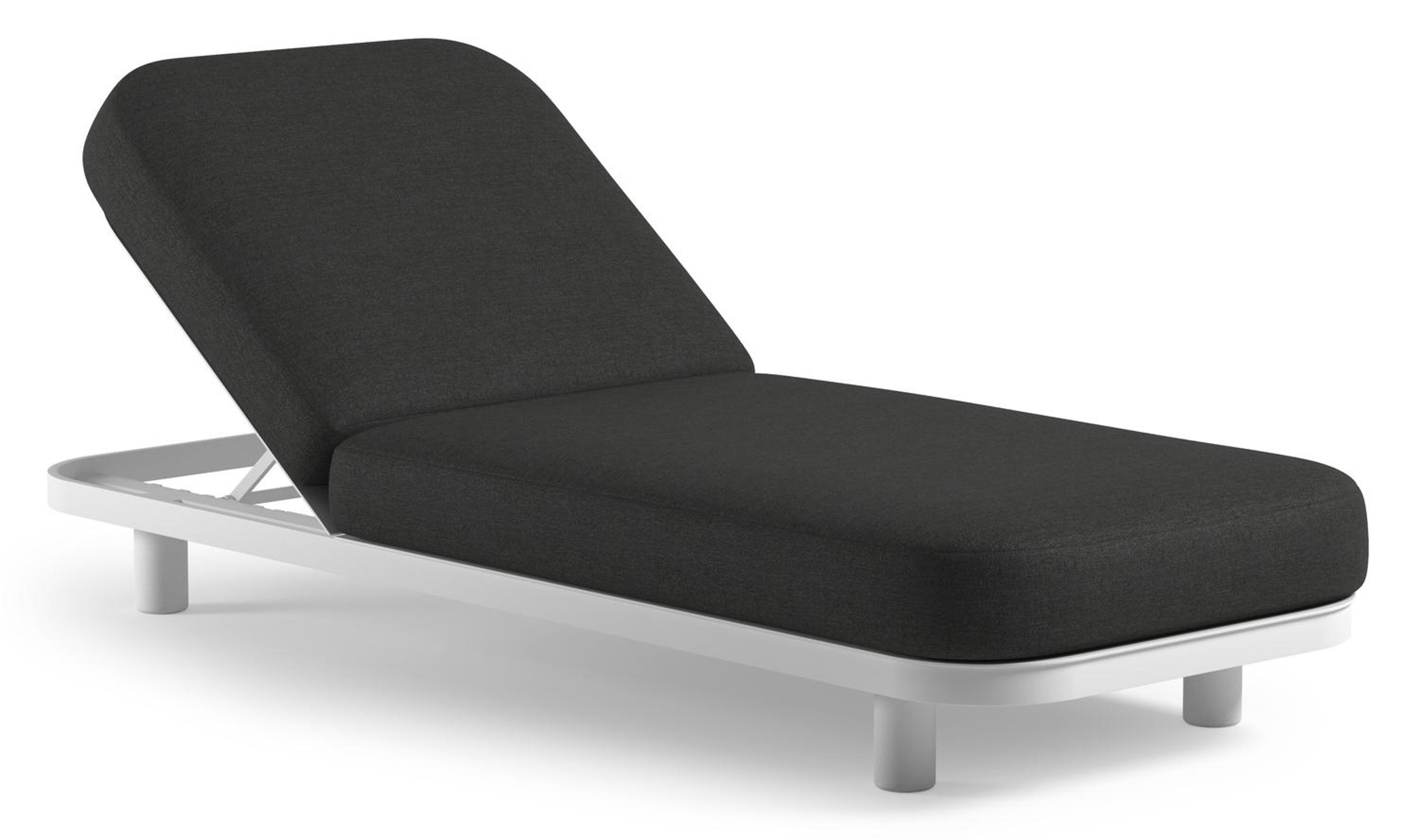 Chaise longue réglable Donato en aluminium blanc et coussin en all weather Sunbrella® luxe chartres sooty