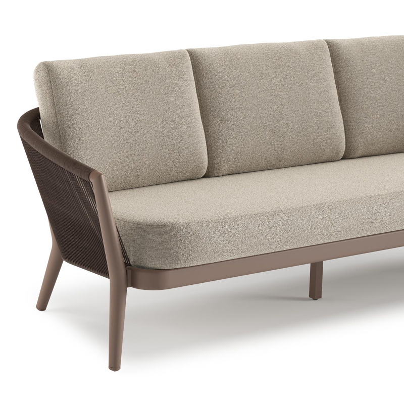 Orso loungeset in taupe aluminiumen zwart verticaal geweven ronde rope met Catania Sand All Weather Cosytica kussen