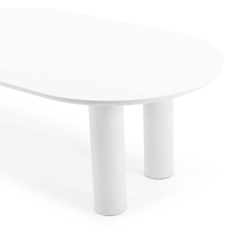 Table de jardin Organo oval en aluminium blanc et céramique pleine arctic white - Lg. 300 x Lrg. 110 x Haut. 74 cm