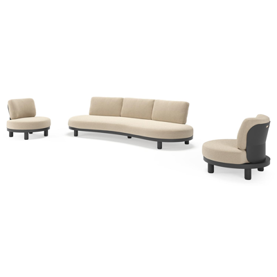 Salon de jardin Donato en aluminium noir et coussins en all weather cosytica Althea Chalk