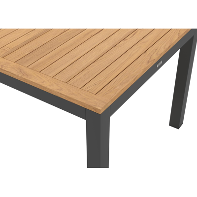 Varese tuintafel rechthoekig in zwart aluminium en teak - L 270 x B 100 x H 73 cm