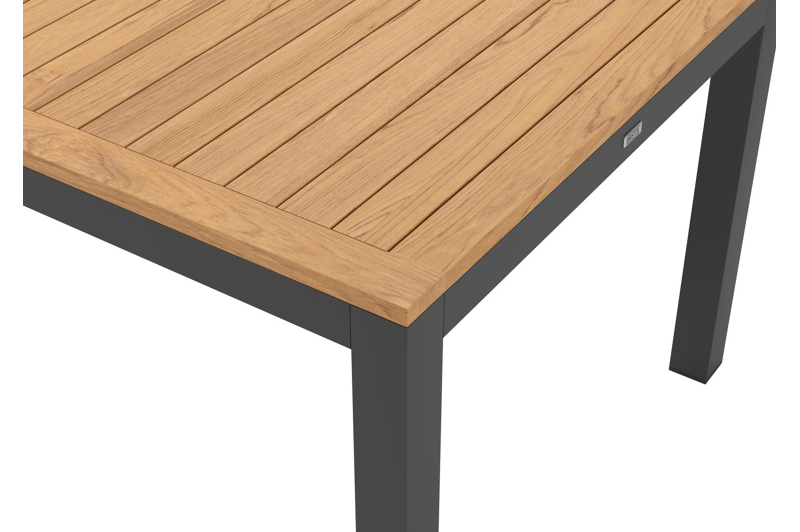Varese tuintafel rechthoekig in zwart aluminium en teak - L 270 x B 100 x H 73 cm