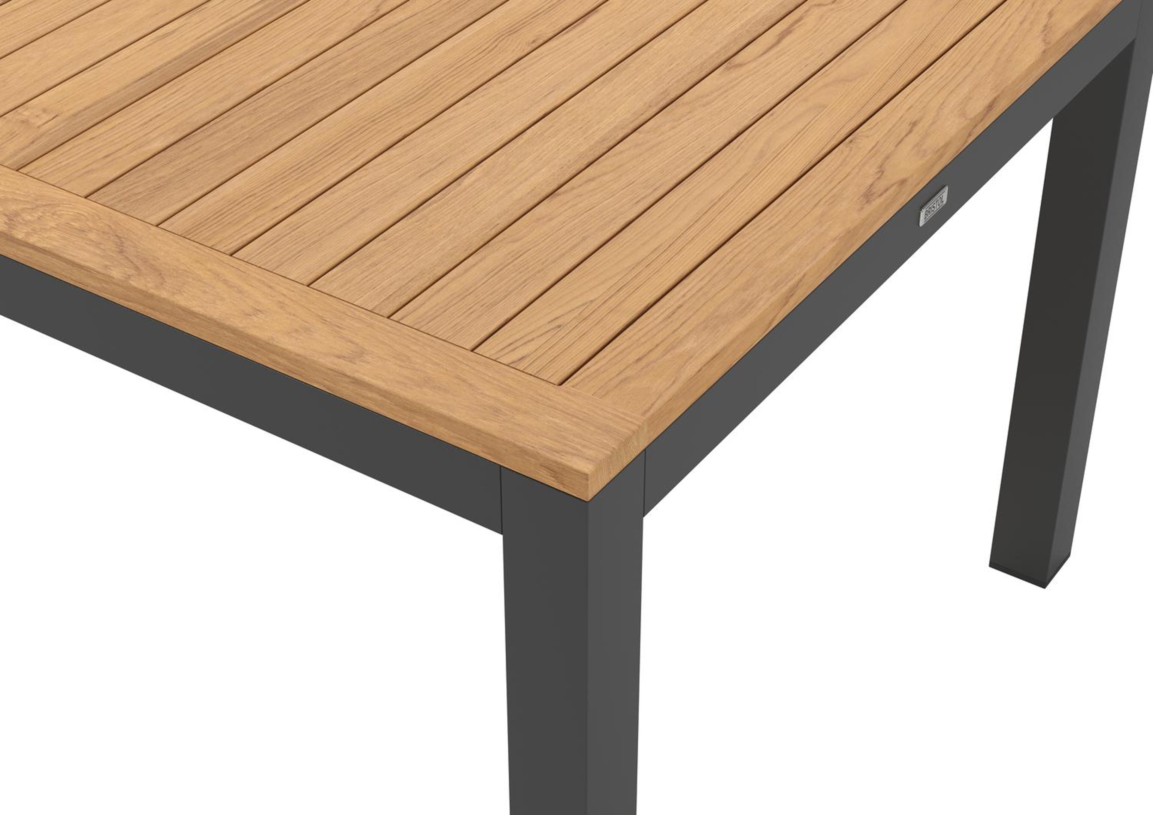 Varese tuintafel rechthoekig in zwart aluminium en teak - L 270 x B 100 x H 73 cm