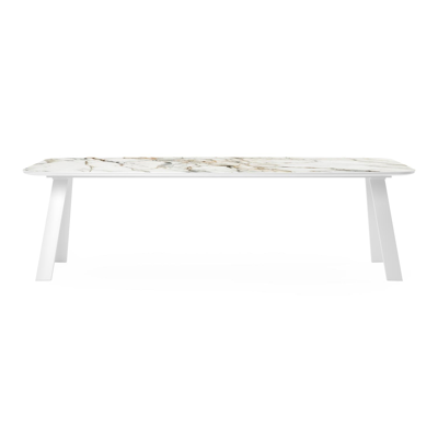 Cesano tuintafel in wit aluminium en volkeramiek calacatta luxe - L 255 x B 115 x H 74 cm