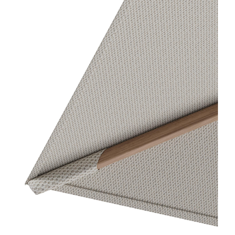 Rufina zweefparasol tiltfunctie in houtlook aluminium en parasoldoek in All Weather Sunbrella® Luxe Lopi Marble  - L1 400 x L2 300 cm (zonder voet)