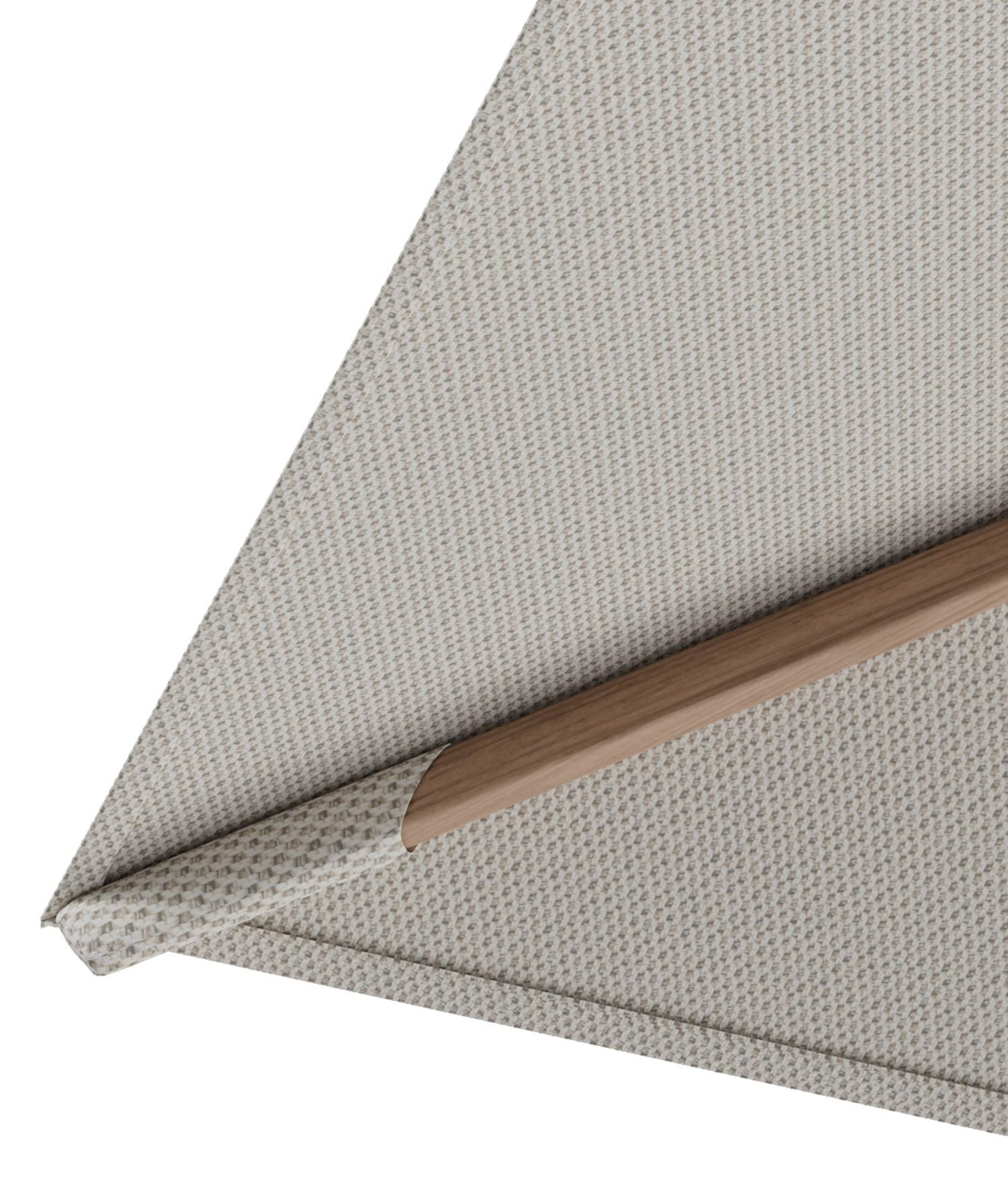 Rufina zweefparasol tiltfunctie in houtlook aluminium en parasoldoek in All Weather Sunbrella® Luxe Lopi Marble  - L1 400 x L2 300 cm (zonder voet)