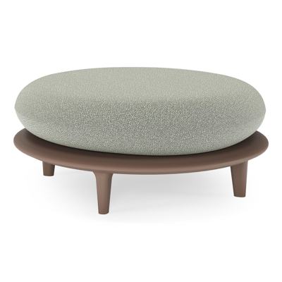 Bomero poef in taupe aluminium met savane leaf all weather sunbrella® luxe kussen