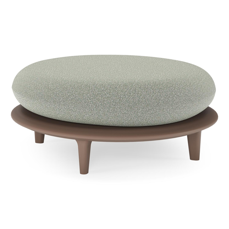 Bomero poef in taupe aluminium met savane leaf all weather sunbrella® luxe kussen