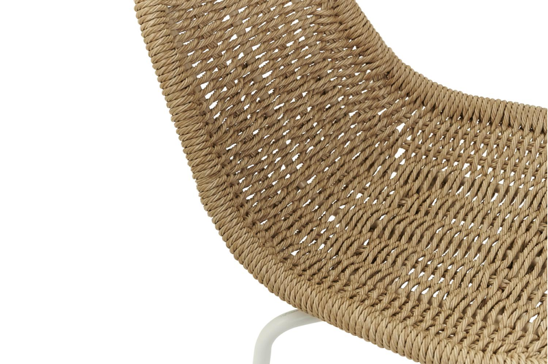 Pagino barstoel in wit aluminium en naturel wicker
