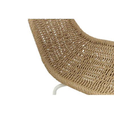 Pagino barstoel in wit aluminium en naturel wicker