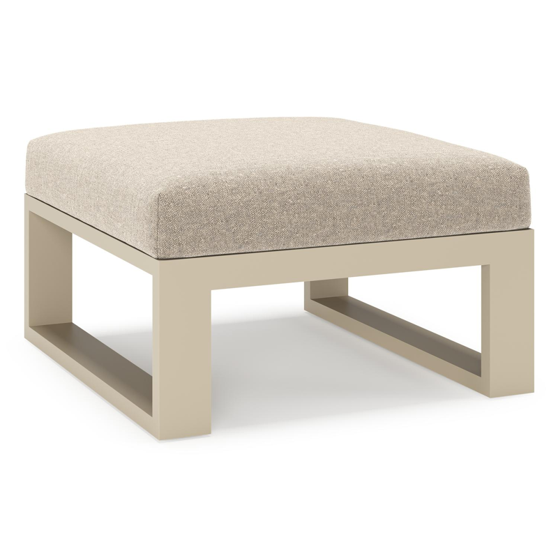 Verato poef in beige aluminium met chartres pewter all weather sunbrella® luxe kussen