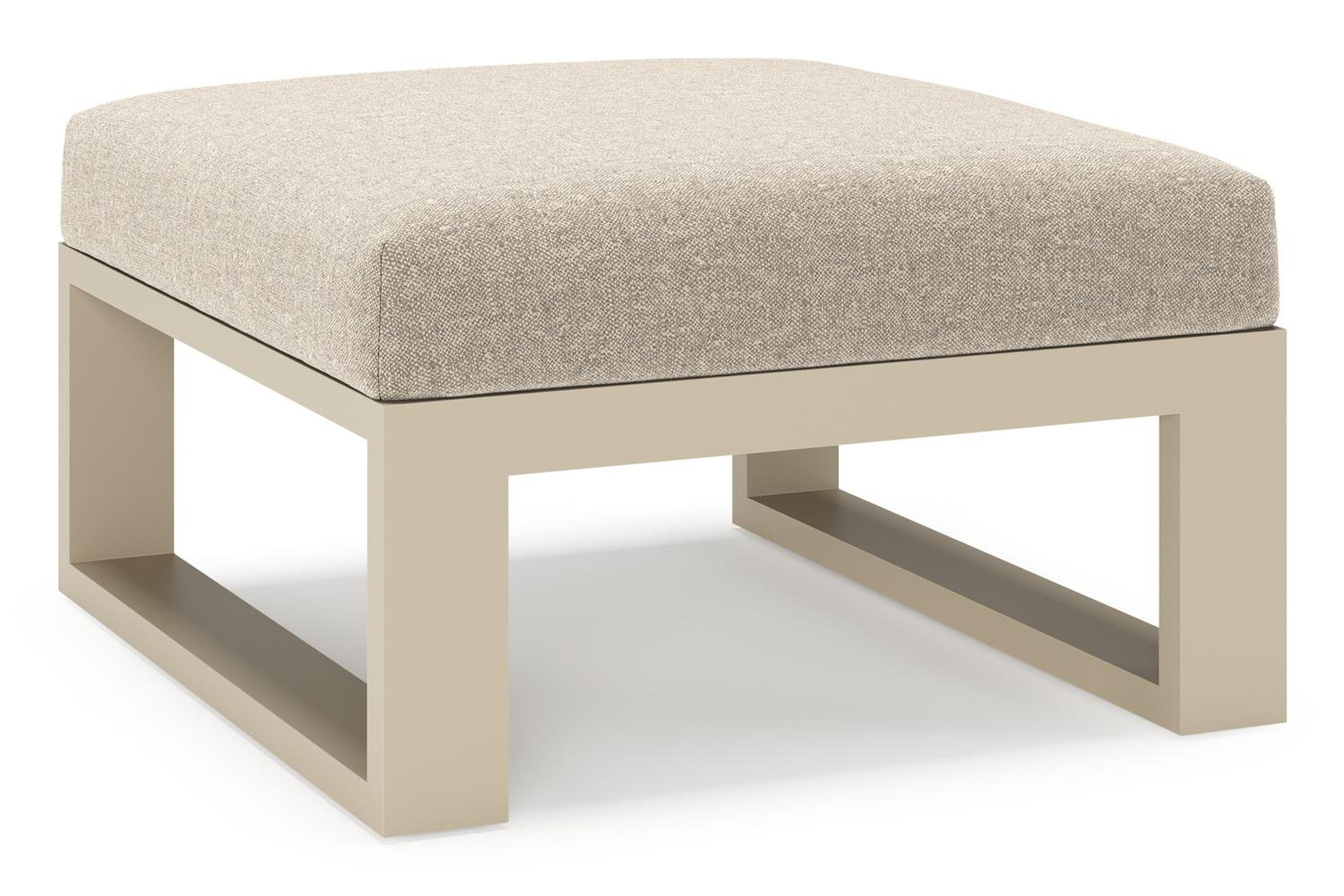 Pouf Verato en aluminium beige et coussin en all weather sunbrella® luxe chartres pewter