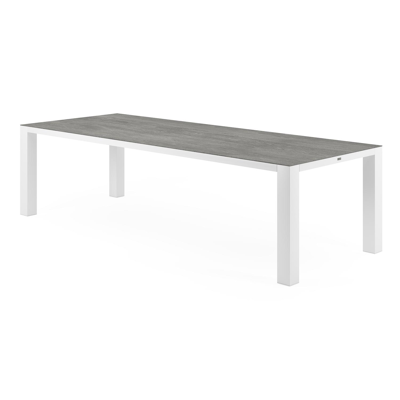 Nano tuintafel in wit aluminium en volkeramiek aspen grey - L 280 x B 110 x H 75 cm