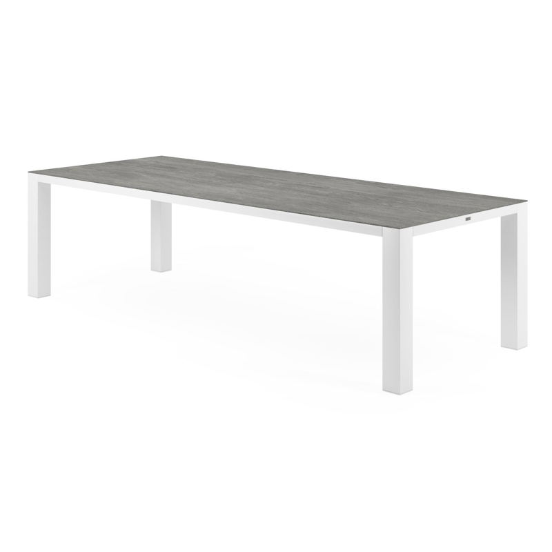 Nano tuintafel in wit aluminium en volkeramiek aspen grey - L 280 x B 110 x H 75 cm