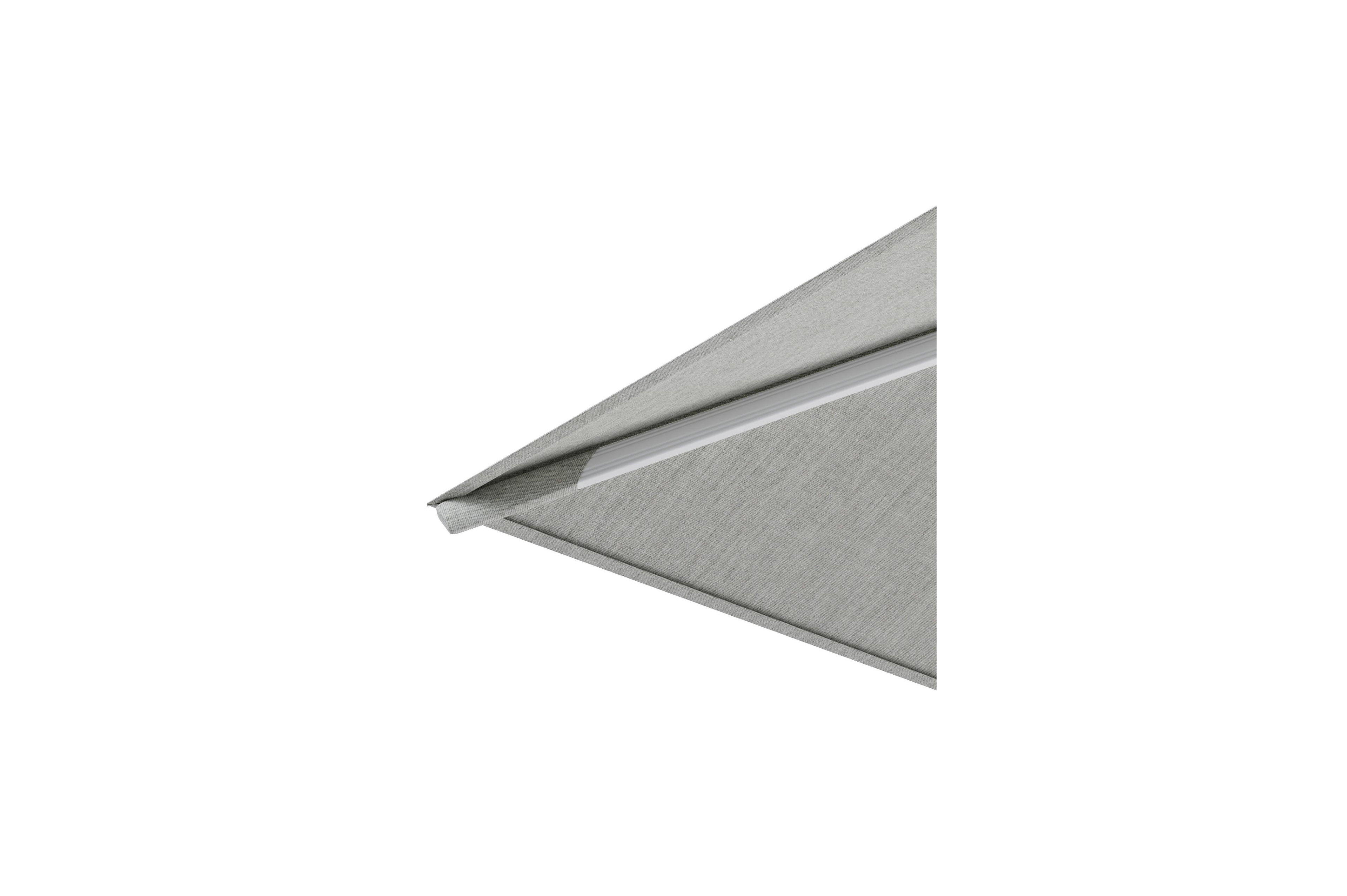 Rufina zweefparasol met tiltfunctie in wit aluminium met grijs all weather sunbrella® premium parasoldoek - L1 300 x L2 300 cm met parasolvoet Lapido 120 kg