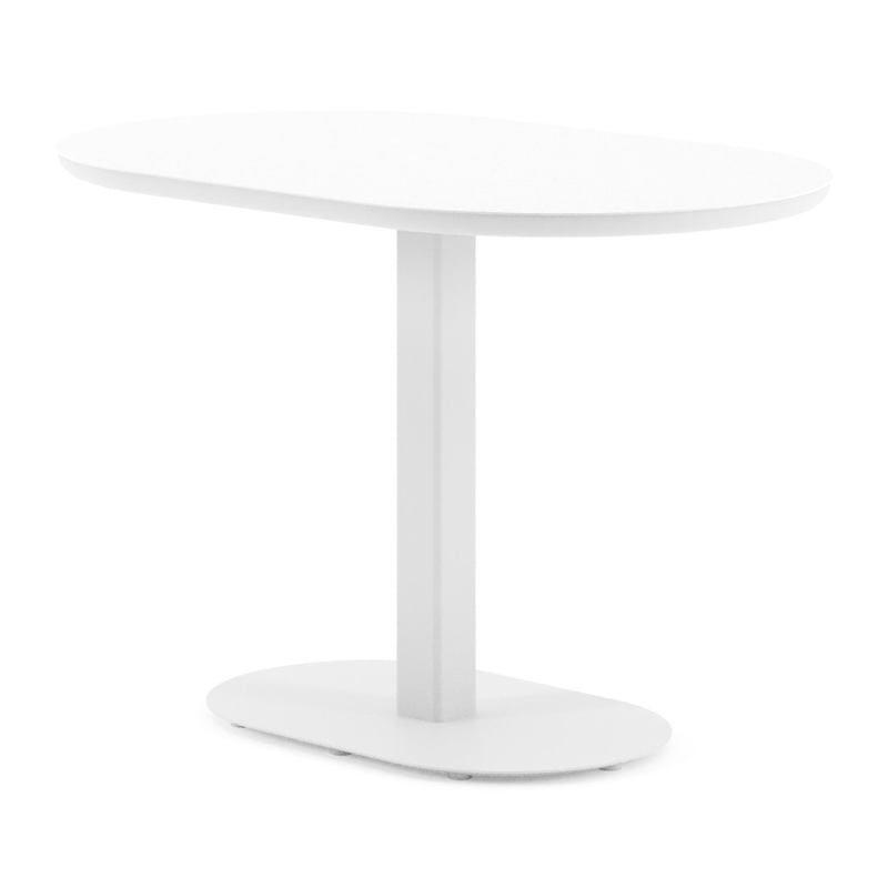 Table de jardin Teramo inclinable bombo en aluminium blanc et céramique pleine Arctic White - Lg. 110 x Lrg. 70 x Haut. 73.7 cm