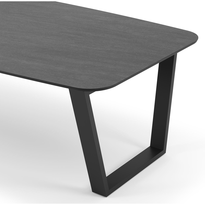 Pagino tuintafel in zwart aluminium en volkeramiek basalt black - L 255 x B 115 x H 74 cm