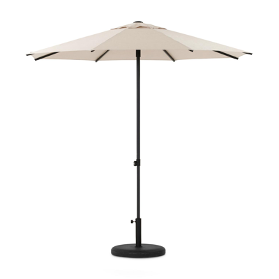 Umbria staanparasol in zwart aluminium met beige all weather sunbrella® luxe parasoldoek - (met voet)